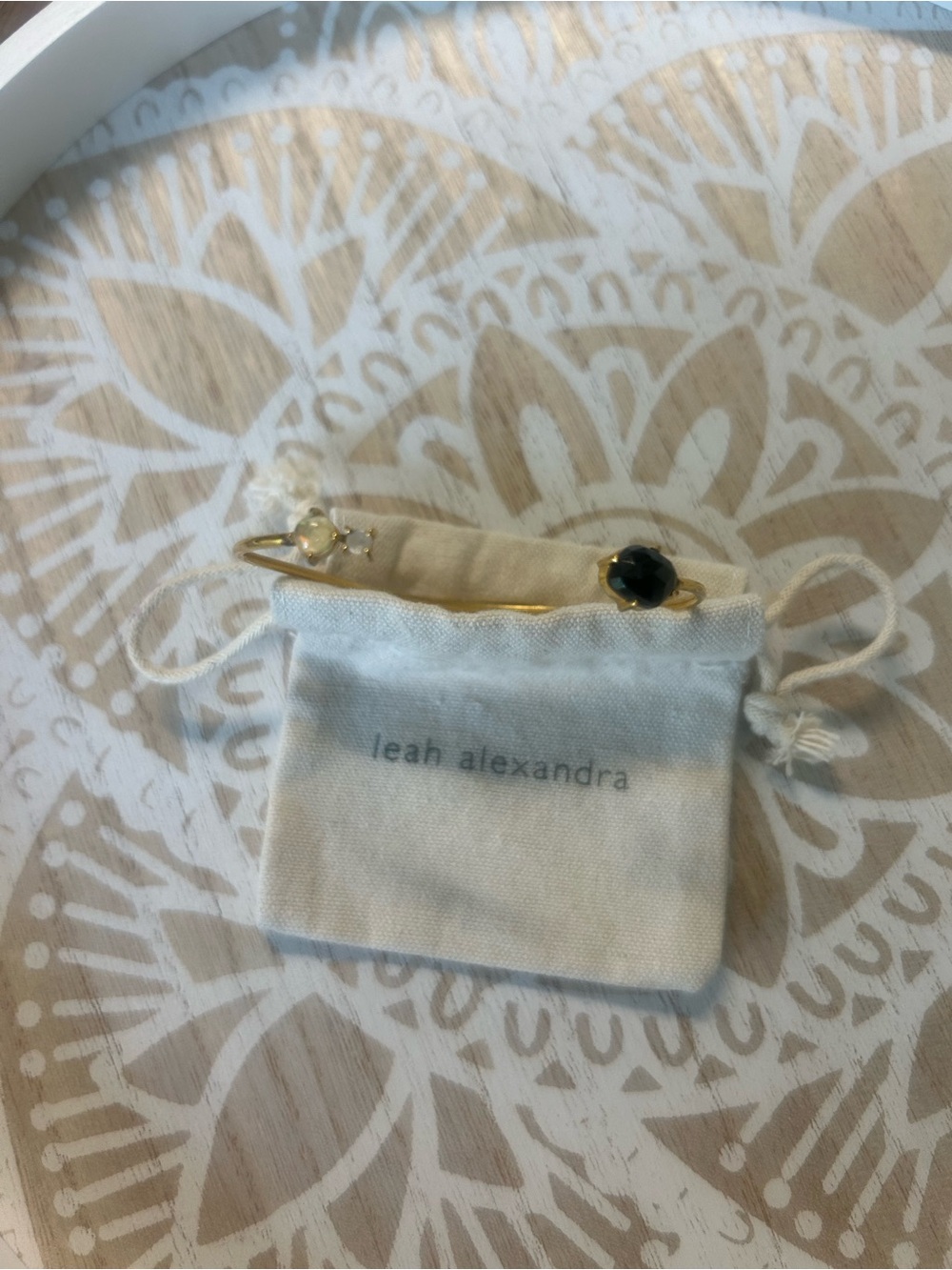 Leah Alexandra Gold cuff bracelet with Black onyx and opal Stones